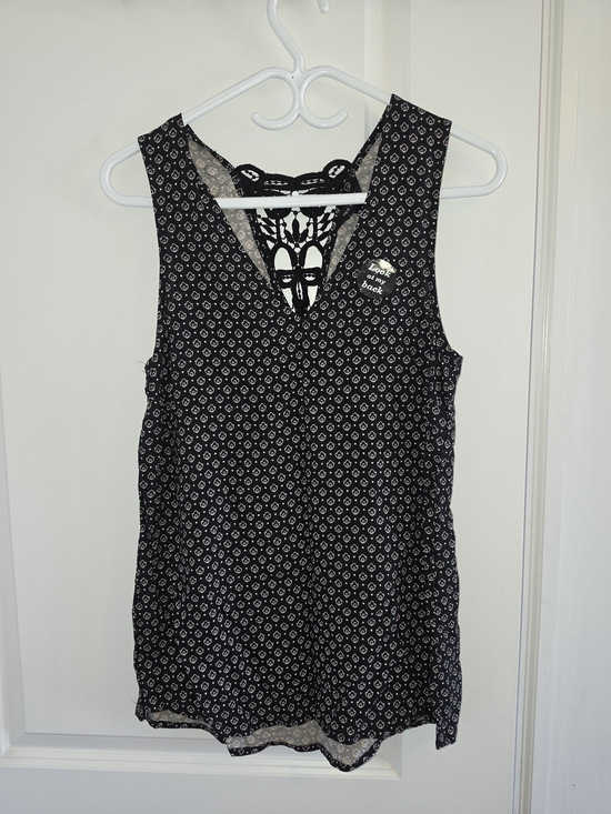New Look Tops - New Look Black Printed Sleeveless Top with Crochet Back